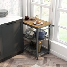 Meerwil serverer vogn på hjul, 60 x 40 x 78,5 cm, metallramme