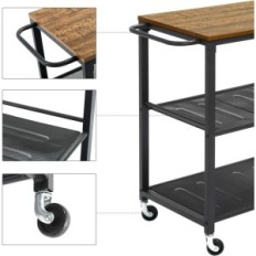 Meerveil serving trolley on wheels, 60 x 40 x 78.5 cm, metal frame