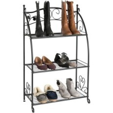 Metallblumenbedingung, 3 Regale, schwarz