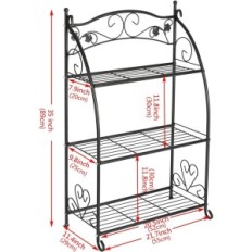 Metal flowerbed doework, 3 shelves, black