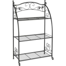 Metal blomsterbed dessecher, 3 hyller, svart