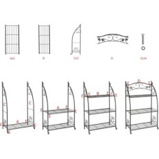 Metal Blomsterbed Doeork, 3 hylder, sort