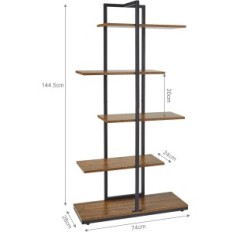 Merveil riiulid, 5 taset, 74 x 28 x 145 cm, pruun