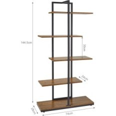 Meereil hyllyt, 5 tasoa, 74 x 28 x 145 cm, ruskea
