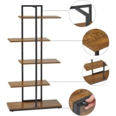 Meerveil shelving, 5 levels, 74 x 28 x 145 cm, brown