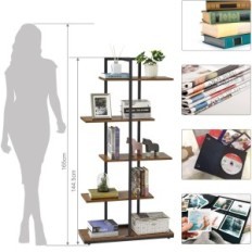 Meerveil shelving, 5 levels, 74 x 28 x 145 cm, brown