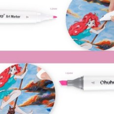 OHUHU-markers Y30-80400-37 60 kleuren, markeringen met een dubbele tip, gebruikt