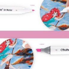 Ohuhu Markers Y30-80400-37 60 colors, Markers with a double tip, Used