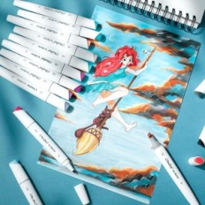 OHUHU-markers Y30-80400-37 60 kleuren, markeringen met een dubbele tip, gebruikt