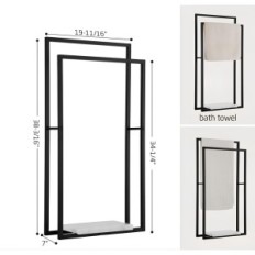 Asciugamani in metallo Gancio Nero Bagno Bagno Porta muro KES BTH501-BK Resistente alla ruggine e all'umidità