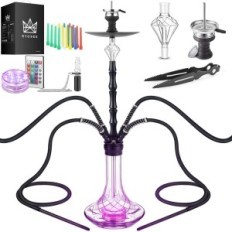 Shisha Ryosee 100 cm for 4 hoses with LED lighting, set, black