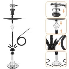 Shisha Ryosee 100 cm 4 letkua LED-valaistus, asetettu, musta