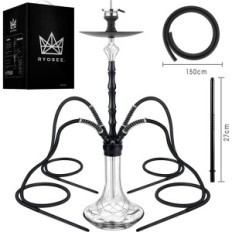 Shisha RYOSEEE 100 cm 4 žarnoms su LED apšvietimu, komplektu, juoda