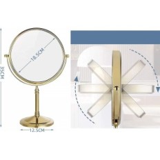 Jewelry Makeup Mirror, 8 inches, Double-sided, Gold Color