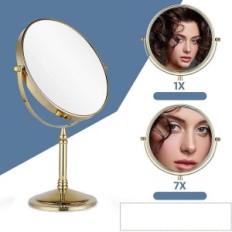 Šperky make-up zrkadlo, 8 palcov, obojstranná, zlatá farba