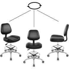 Hoker adjustable Nazalus with backrest and footstool, black