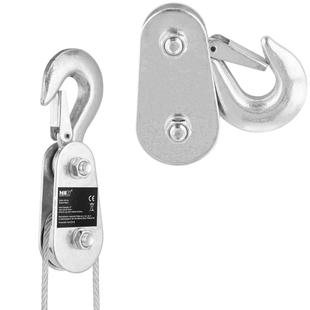 Broadcast Blocking Block för Winch Winch med karabiner krok. Lyfter 2 t