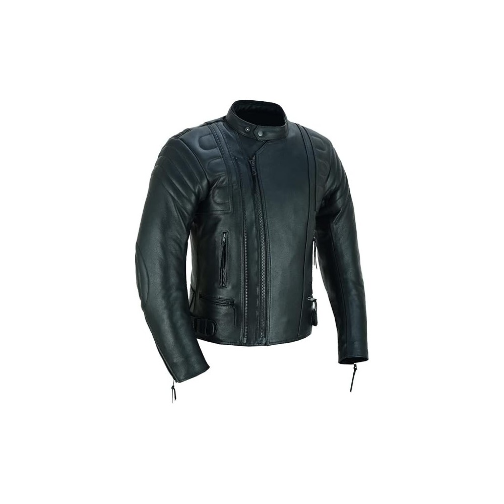 Mannen Lederen Motorjack CE MBJ-08A Size L Zwart