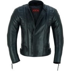 Men's Leather Motorcycle Jacket CE MBJ-08A Size L Black