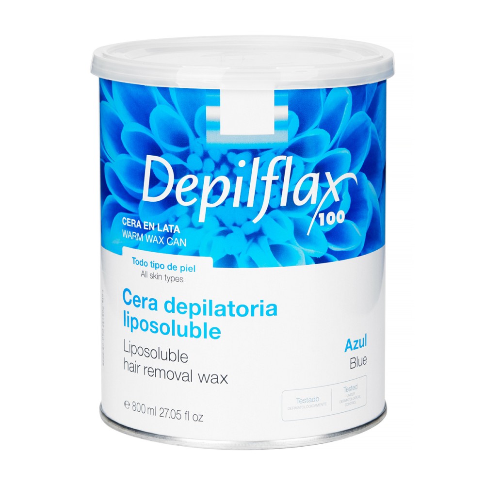 Depilflax depilacijski vosek v pločevinki 800 ml z azulenom — sprednji pogled
