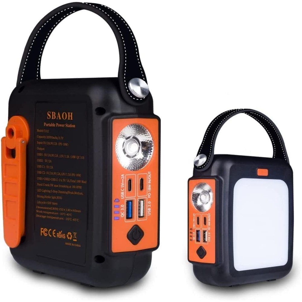 Banco de potência portátil Sbaoh T102 20000 Mah com suporte e iluminação LED