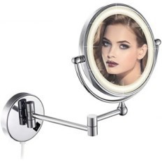 Miroir de maquillage Dowry De-1805D, 1x / 7x, 20 cm, argent, rétroéclairage