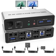 Lüliti KVM YEMIE PRO DP202C, 2 arvutit, 4k, Double DisplayPort