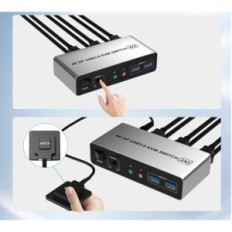 KVM Yeemie Pro DP202C kapcsoló, 2 PC, 4K, kettős Displayport