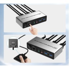 Kytkin KVM Yeemi PRO DP202C, 2 Tietokoneet, 4K, kaksinkertainen DisplayPort