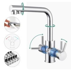 Faulkatze kitchen faucet, 360 °, with filter 3 in 1, chrome