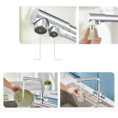 Faulkatze kitchen faucet, 360 °, with filter 3 in 1, chrome