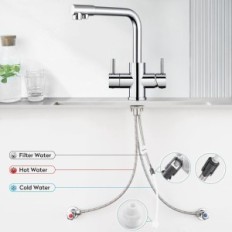 Faulkatze Robinet de cuisine, 360 °, avec filtre 3 en 1, chrome