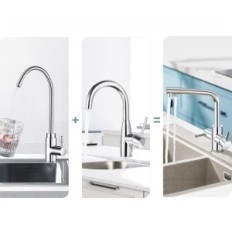 Faulkatze Robinet de cuisine, 360 °, avec filtre 3 en 1, chrome