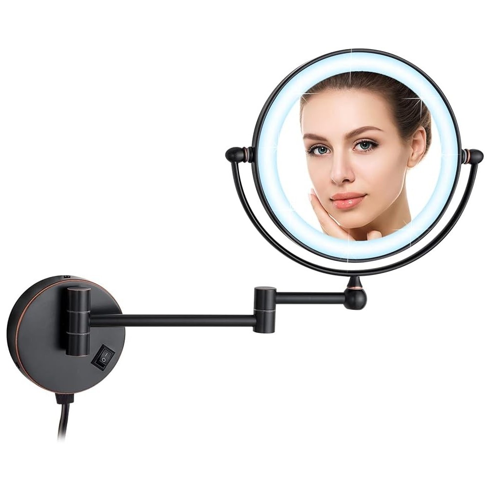 Mirror belyst dowry, 7x 1x, diameter 20 cm, sort