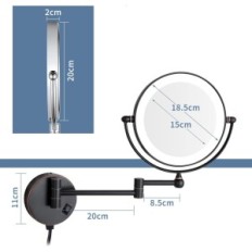 Spiegelbeleuchteter Mitgift, 7x 1x, Durchmesser 20 cm, schwarz