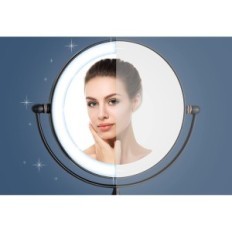 Mirror Illuminated Dowry, 7x 1x, Diameter 20 cm, Black