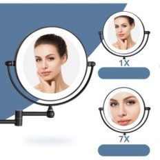 Specchio illuminato Dowry, 7x 1x, diametro 20 cm, nero