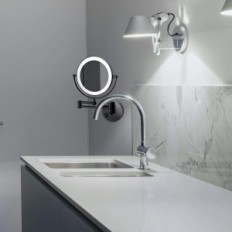 Specchio illuminato Dowry, 7x 1x, diametro 20 cm, nero