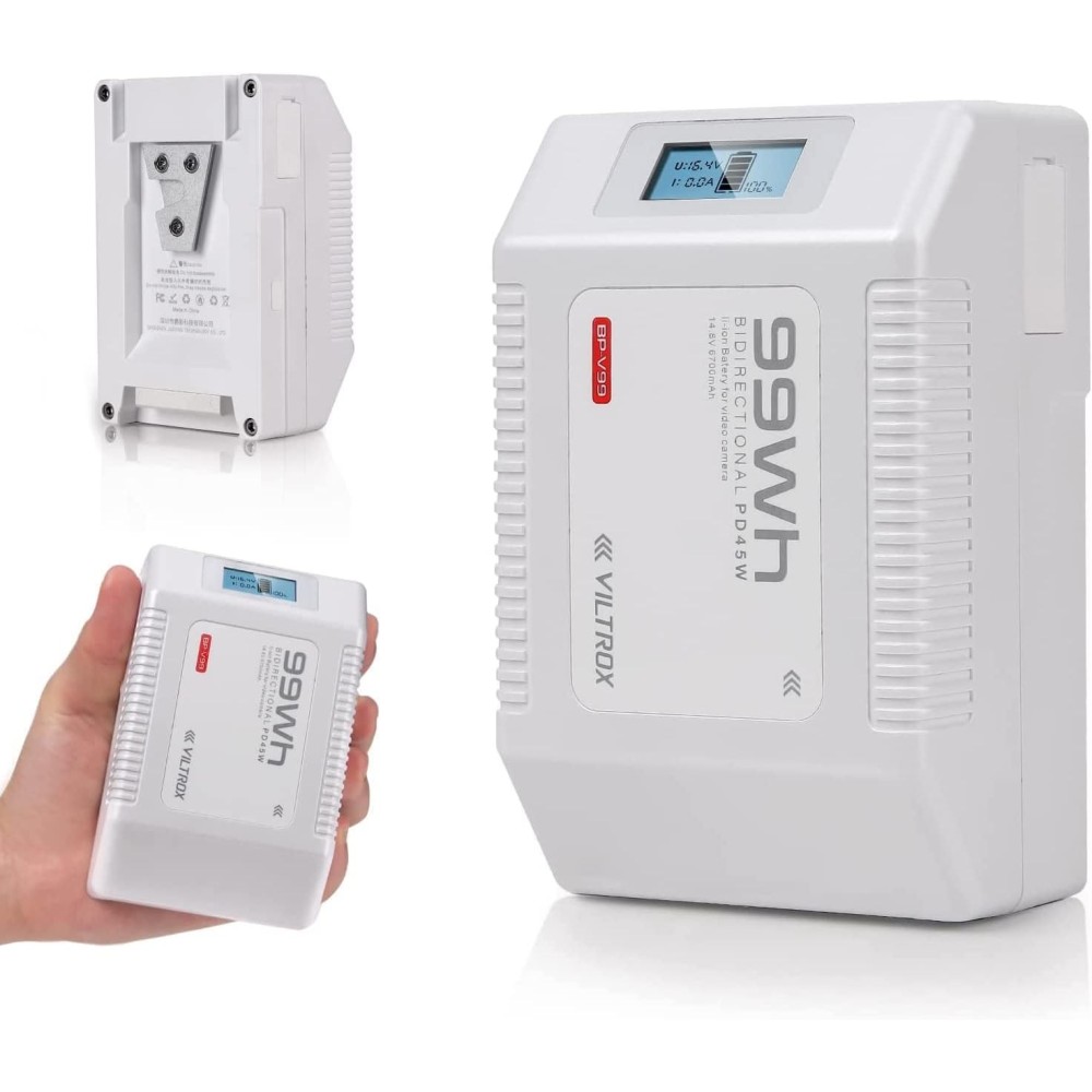 VILROX BP-V99, 6700 MAH battery with LCD Display, 99 W / 14.8 V, white