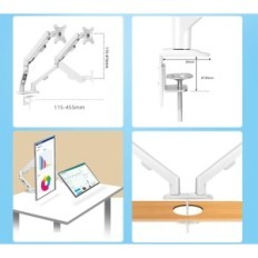 Stojan pre monitor Hillport M22W, 17-30 palcov, 37x25x 20cm, biela