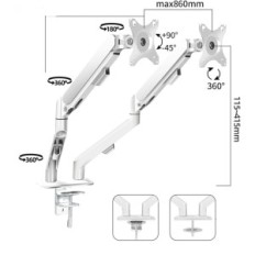 Stand for Monitor Hillport M22W, 17-30 inches, 37x25x 20cm, hvid