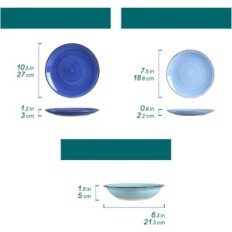 Service de céramique Vancasso VC-Bonita-BSB-Royaume-Uni, 6 personnes, 18 pcs, Bonita Bleu