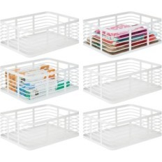 Panier d'organisateur de métal MDesign, 40.6x30,5x15,2 cm, 6 pcs, blanc, utilisé