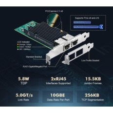 Sieťový adaptér Ethernet Binat Adaptér 10g PCIE, na čipe Intel X540