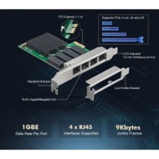 Ethernet kartica MEREZHEVA BINARD, 4-pristanišče 2.5G PCIE, 2500/1000/100 Mbit / s