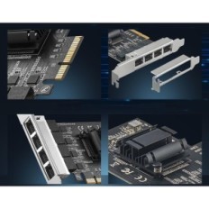 Cartão Ethernet Merezheva Bineard, 4-Portas 2.5G PCIe, 2500/1000/100 Mbit / s
