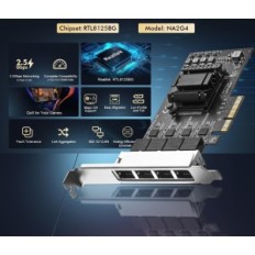 Κάρτα Ethernet Merezheva Bindard, 4 θύρες 2.5G PCIE, 2500/1000/100 MBit / s
