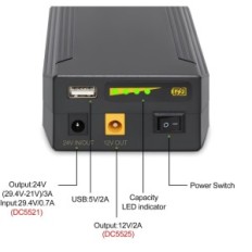 Power Bank Talentcell 24/12 / 5V, batteria 82,88 WH, 22400 mAh, nero