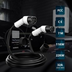 Cavo di caricamento del veicolo elettrico Qutoso, 32A, 22 kW, tipo 2, 7m