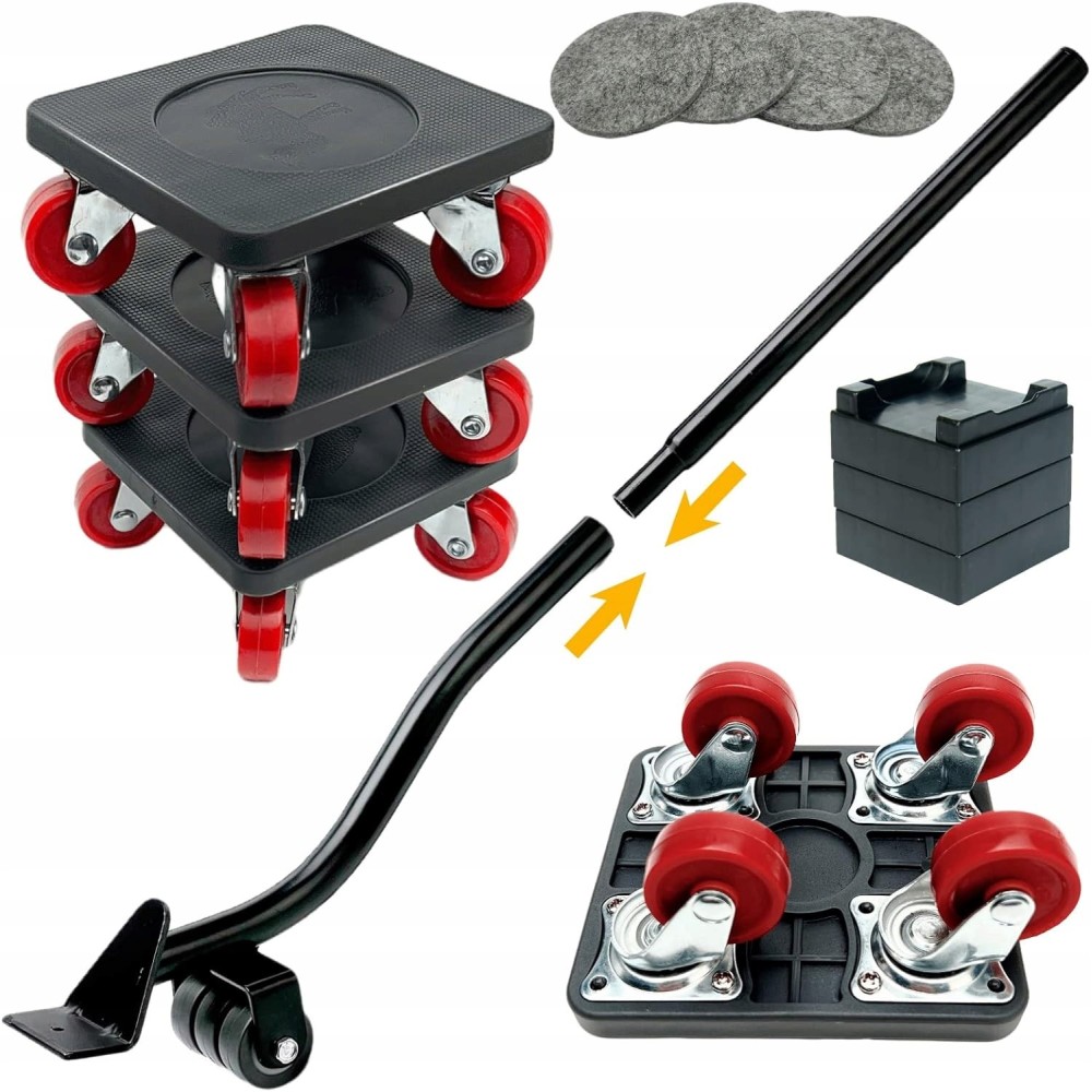 Remskive transportruller, 360 ° roterende hjul, op til 400 kg, 4 stk.